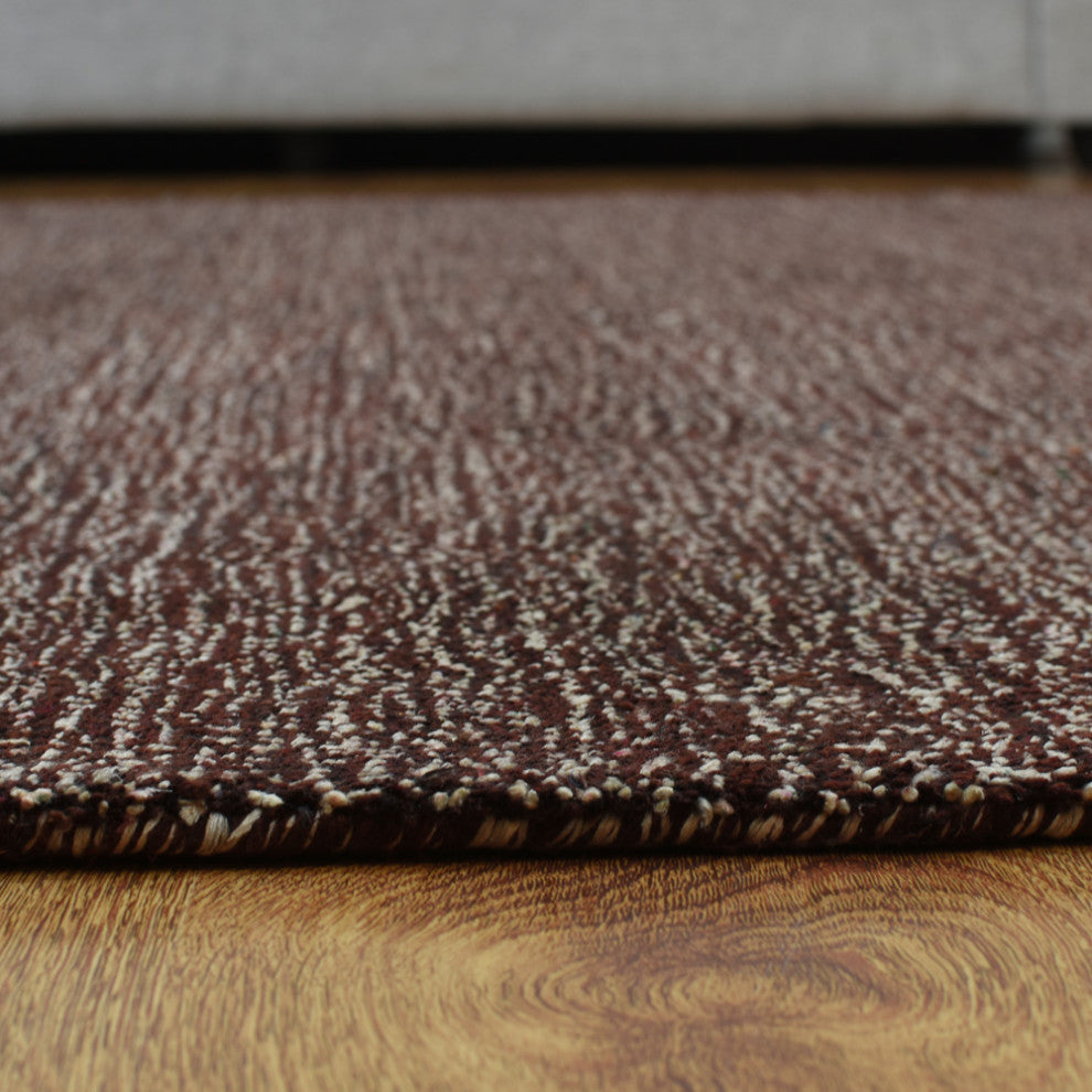Hand Knotted Loom Silk Mix Area Rug Solid Brown White