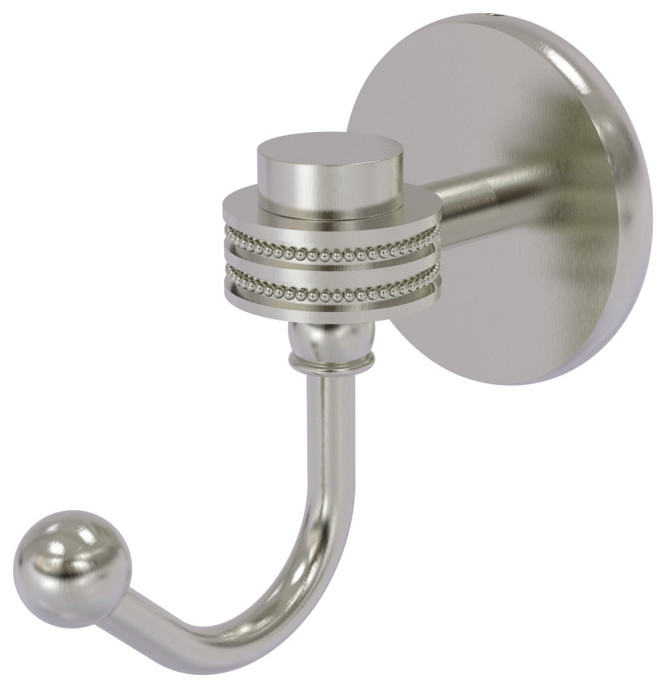 Satellite Orbit One Robe Hook With Dotted Accents, Satin Nickel