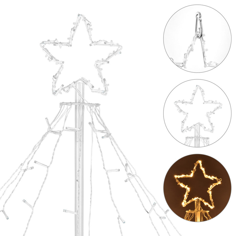 LED Waterfall Cone Tree Light 9 Strings with Star Finial Christmas Decoration