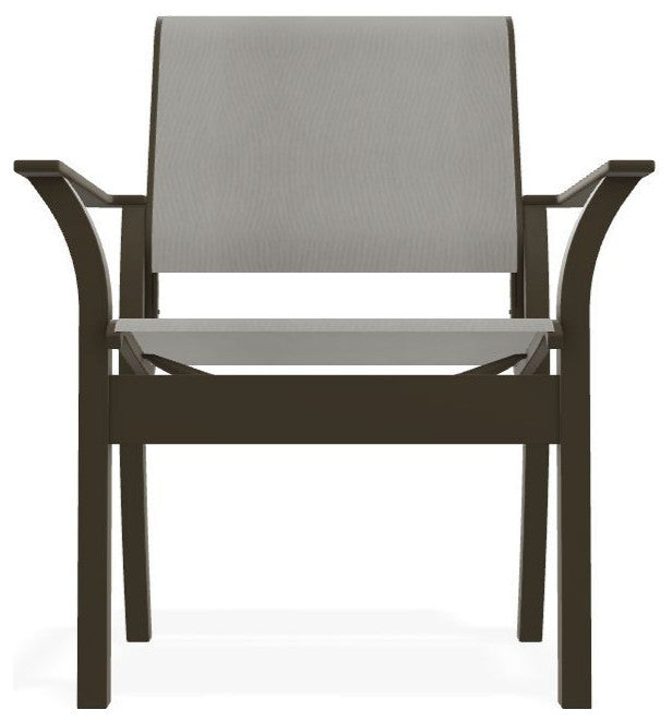 Leeward Sling Stackable Outdoor Dining Chair, Augustine Oyster/Beachwood