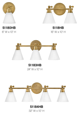 Hinkley Arti 10" Medium Adjustable Single Light Vanity, Heritage Brass