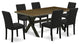 7-Piece Kitchen Table Set, 6 Chairs and Rectangular Table, Black
