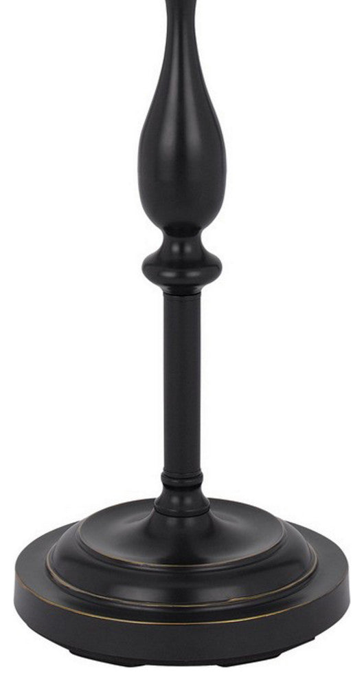 Benzara BM282146 Ava 61" Floor Lamp, Glass Tray Table, 1 USB Port, Dark Bronze