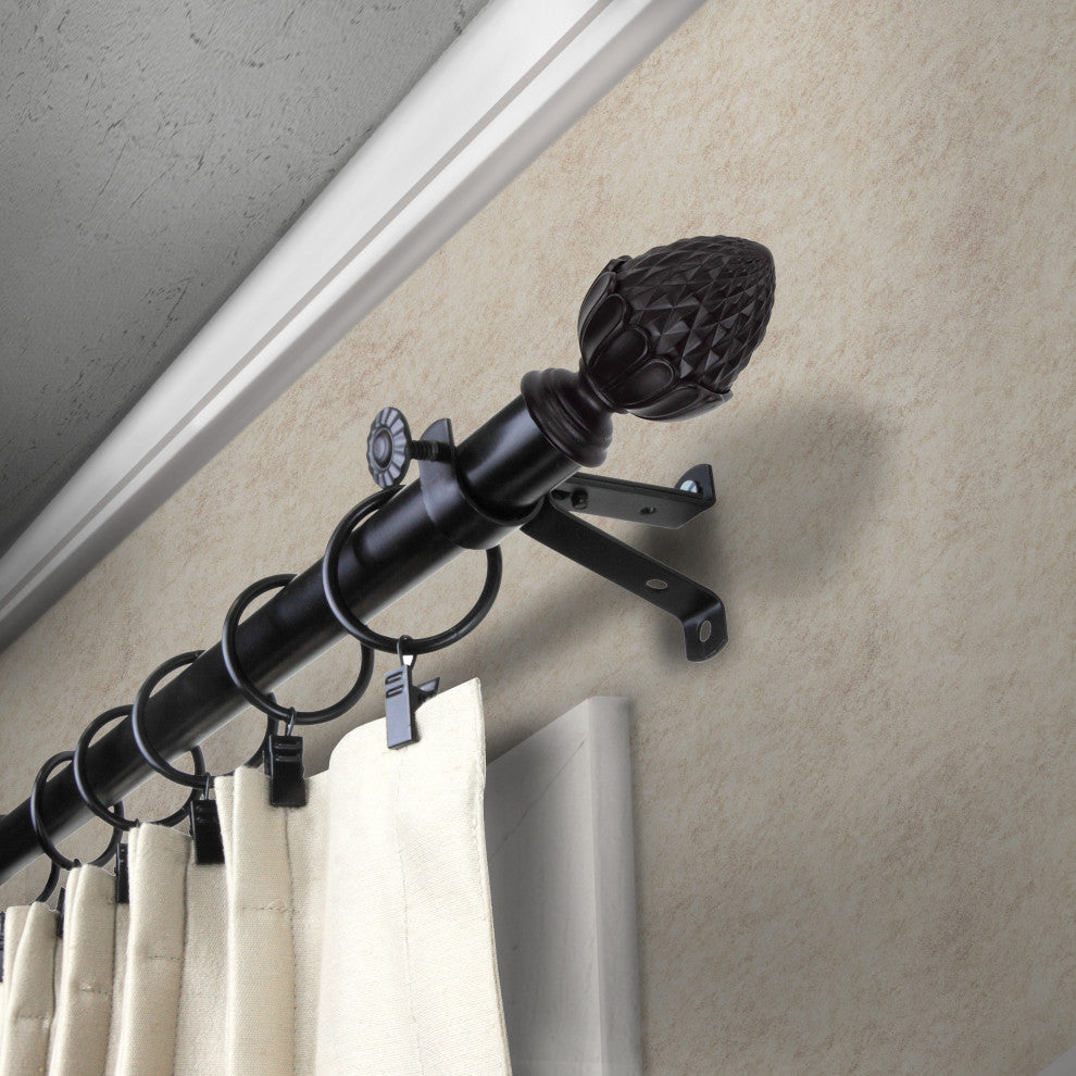Opal 13/16" Diameter Curtain Rod, Black, 18-28"