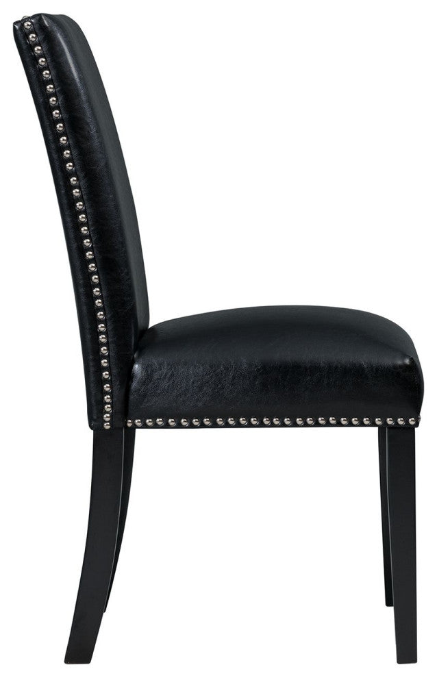 Pia Faux Leather Side Chair Set, Black