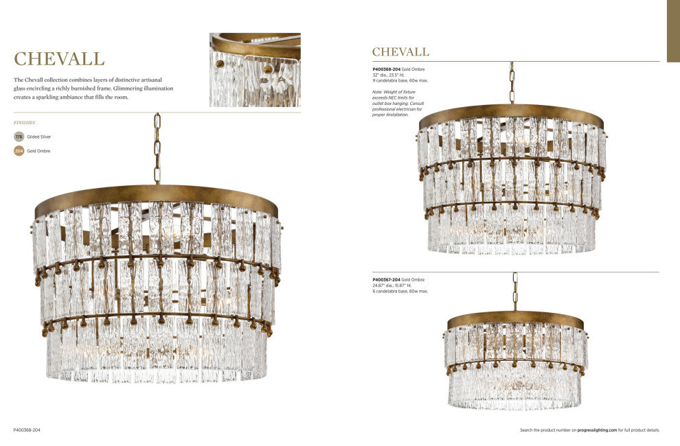 Chevall Collection 3-Light Modern Organic Pendant, Gold Ombre