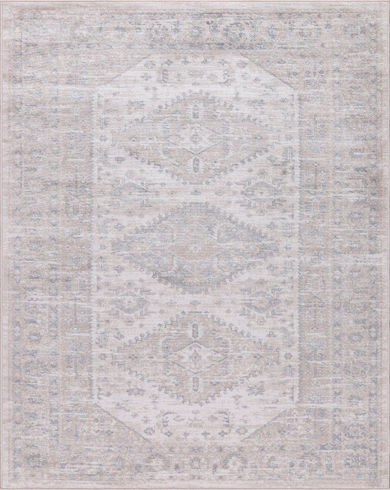 Low-Pile Beck Beige/Gray Rug, Beige, 8'8"x12'