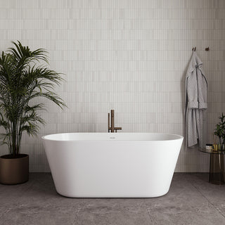 59" Streamline NDR-362-11-BGL Freestanding Tub, Tray, Drain in Brushed Gold