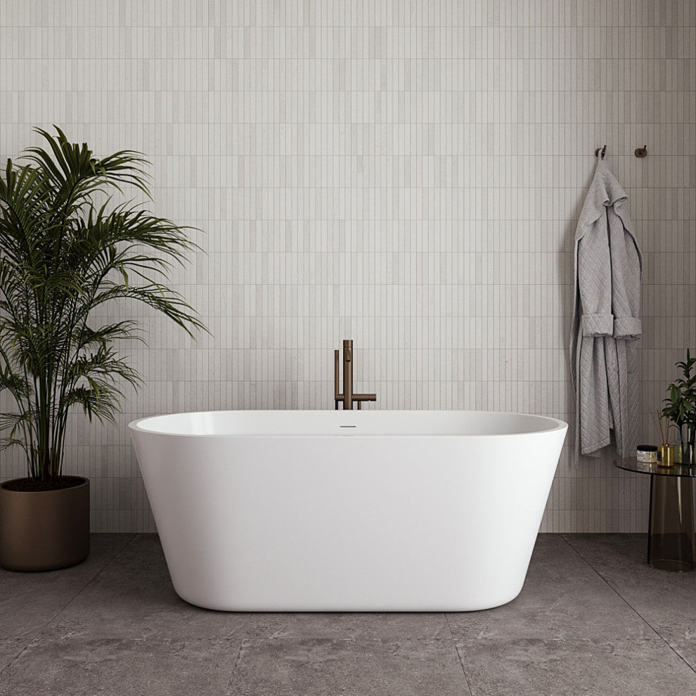 59" Streamline NDR-362-11-BGL Freestanding Tub, Tray, Drain in Brushed Gold