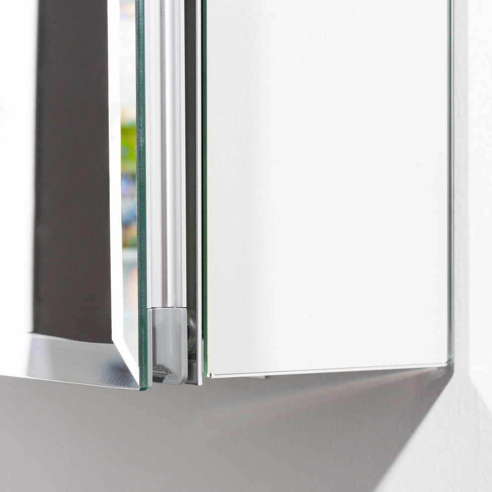 Aurora Recessed or Surface Mount Frameless Mirror with 2 Shelves,30x26Inch