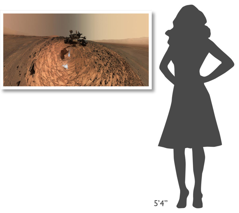 "Curiosity Self-Portrait, Buckskin Drilling Site, Mt Sharp" Paper Art, 50"x26"