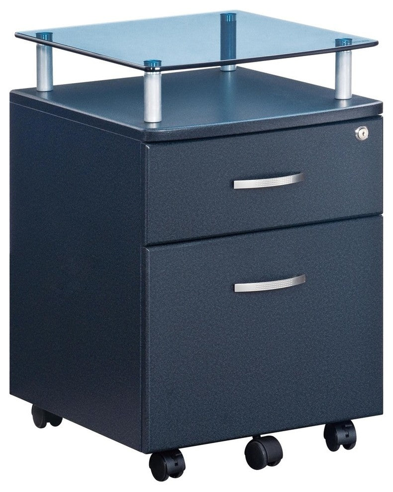 Techni Mobili Rolling File Cabinet With Glass Top. Color: Graphite