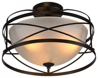Bertrand Black 3-Light Flushmount with Frosted Glass Shade