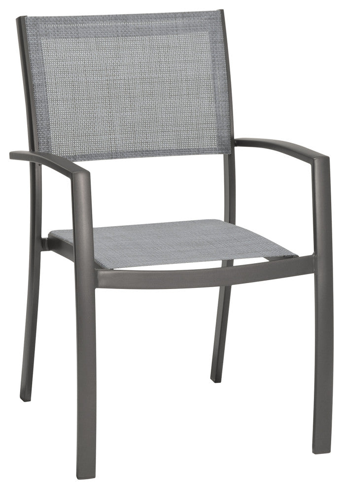 Solana Outdoor Aluminum Arm Dining Chairs in Cosmos Grey Finish - Set of 2
