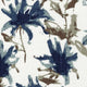 Kendal Regal Blue Watercolor Floral 84" Shower Curtain Cotton Linen Lined