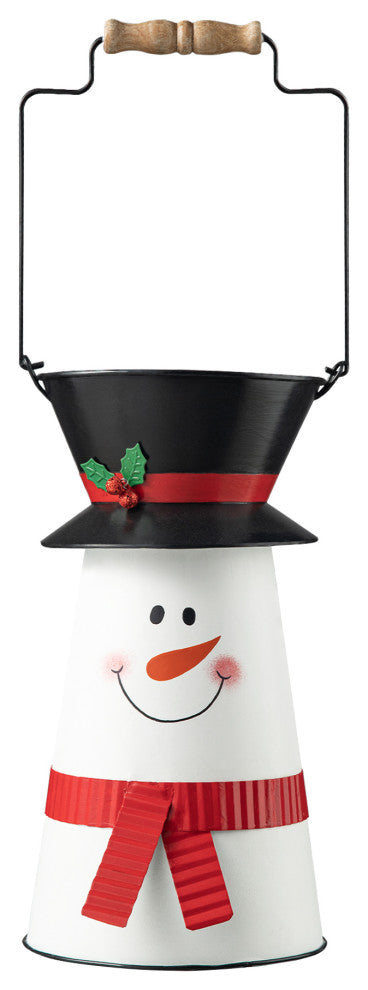 19.50"H Metal Snowman Decorative Bucket