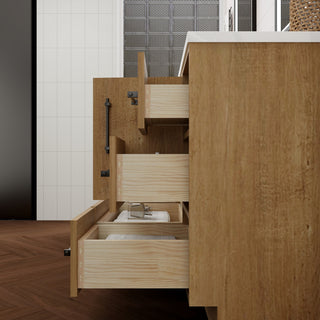 Victoria 84" Solid Wood Bath Vanity, Double Sink, Oak