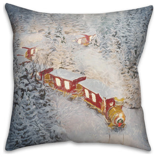 Train In The Snow 16x16 Spun Poly Pillow
