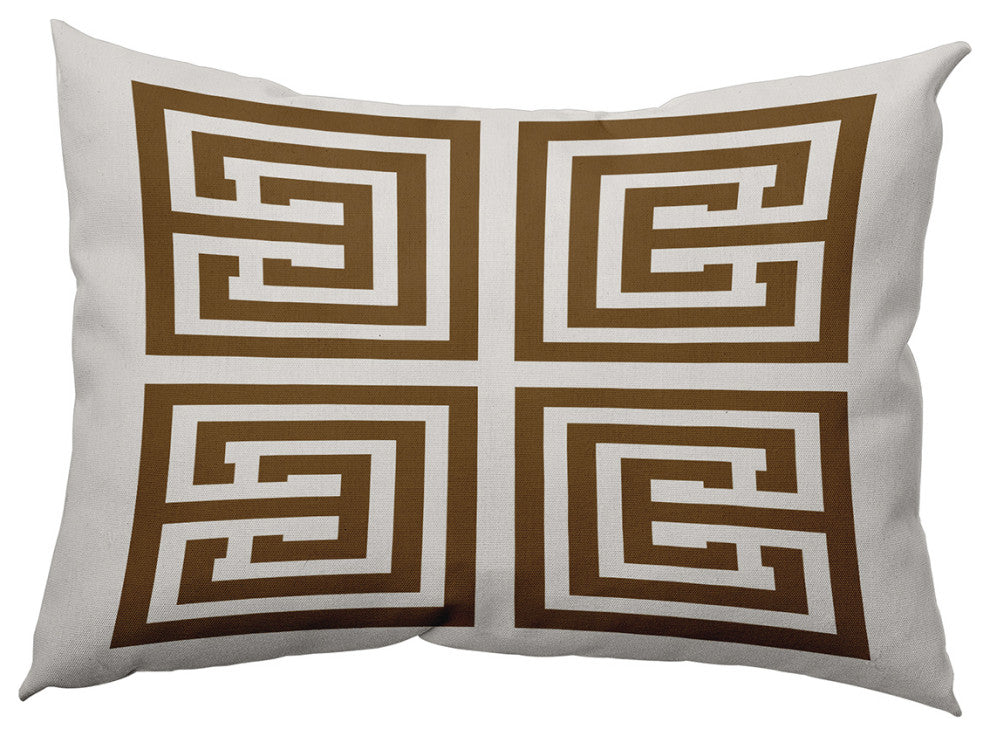 14" x 20" Greek Key Decorative Indoor Pillow, Brown