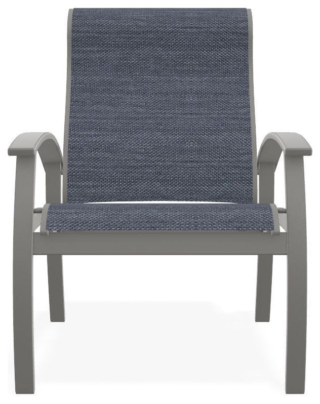 Belle Isle Sling Adjustable Outdoor Dining Chair, Augustine Denim/Snow