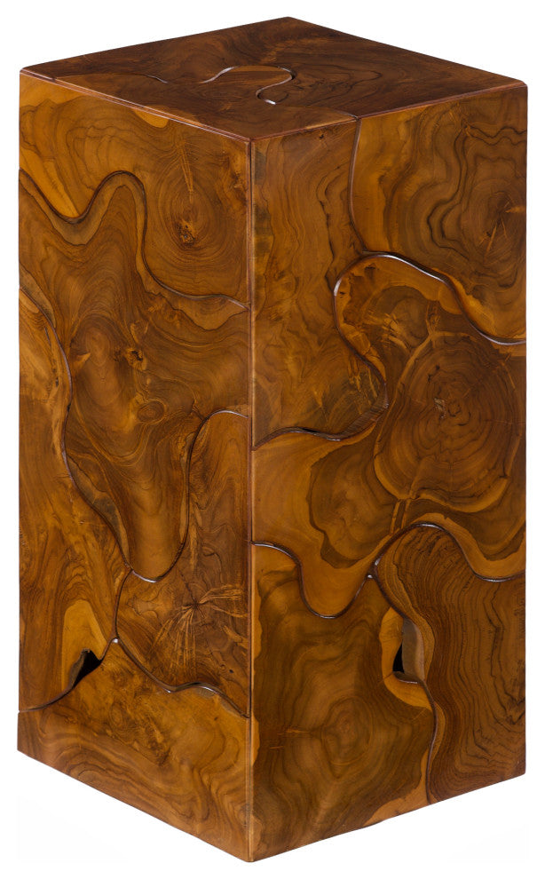 Teak Slice Pedestal, Square, Small