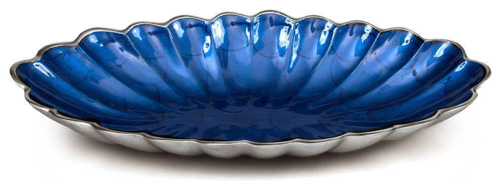 Peony 16" Oval Bowl, Sapphire