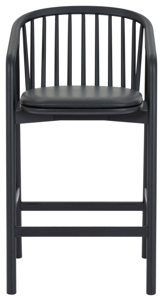 Echo, Black Oak Wood/Faux Leather, Bar Stool, 30", Single