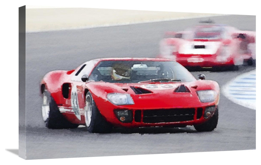 "Ford GT40 Race in Monterey Watercolor" Fine Art Print
