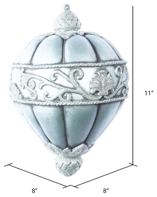 11" Antique Scroll Drop Christmas Ornament. , Limestone, 11"