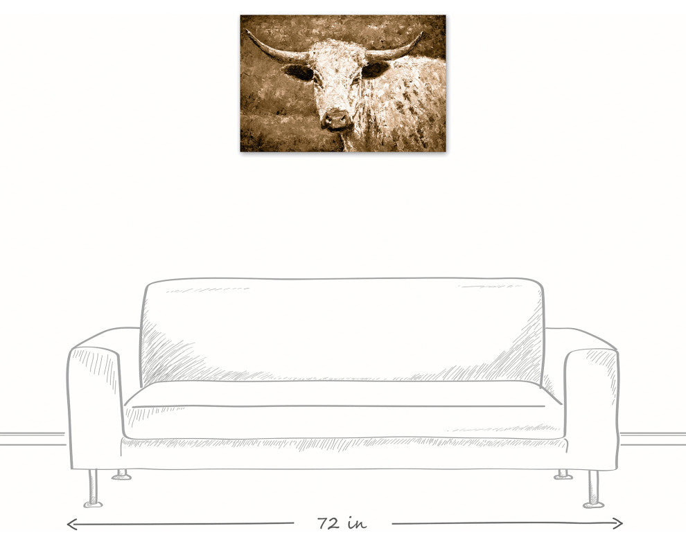 Sepia Bull 20x30 Canvas Wall Art