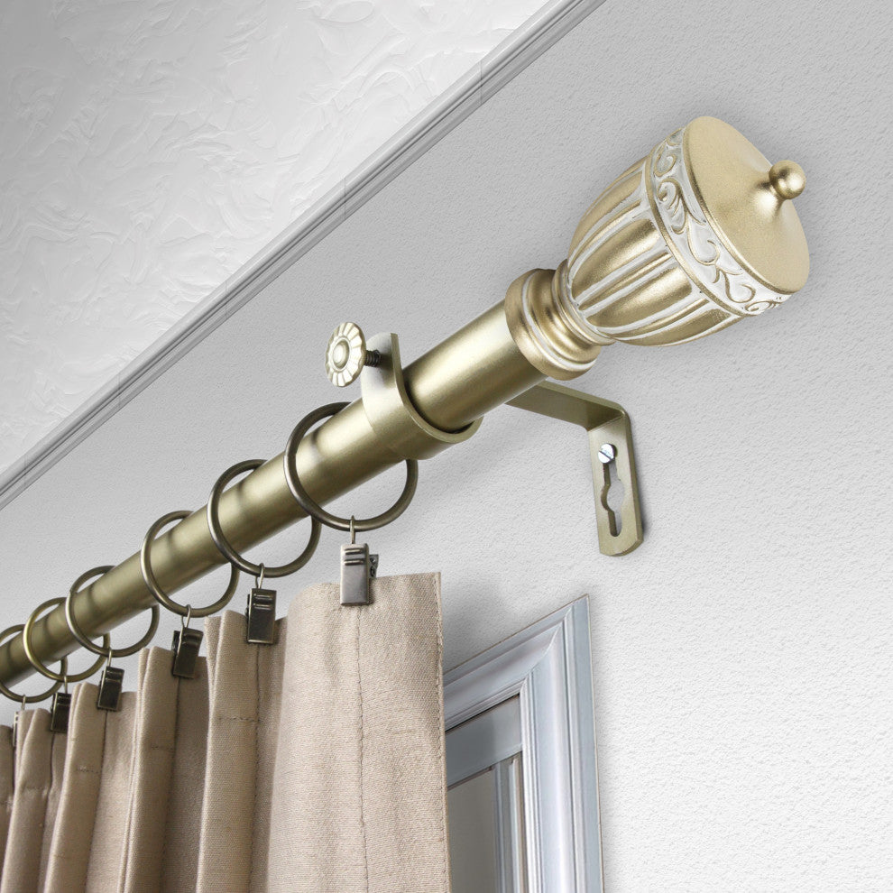 Kingsman 1" Curtain Rod, Gold, 66"-120"
