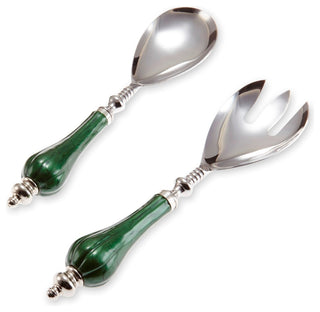 Peony Salad Serving Set, Emerald