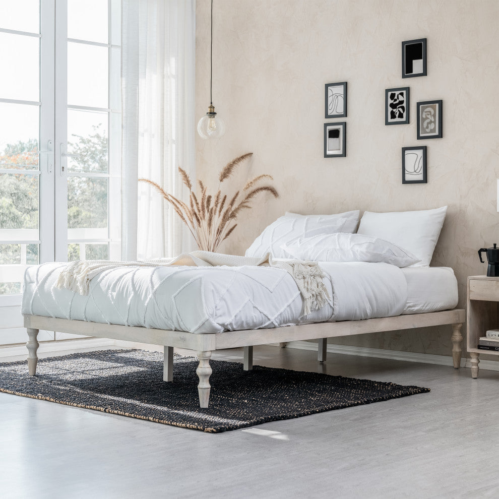 Rhonda Platform Bed, Whitewash, King