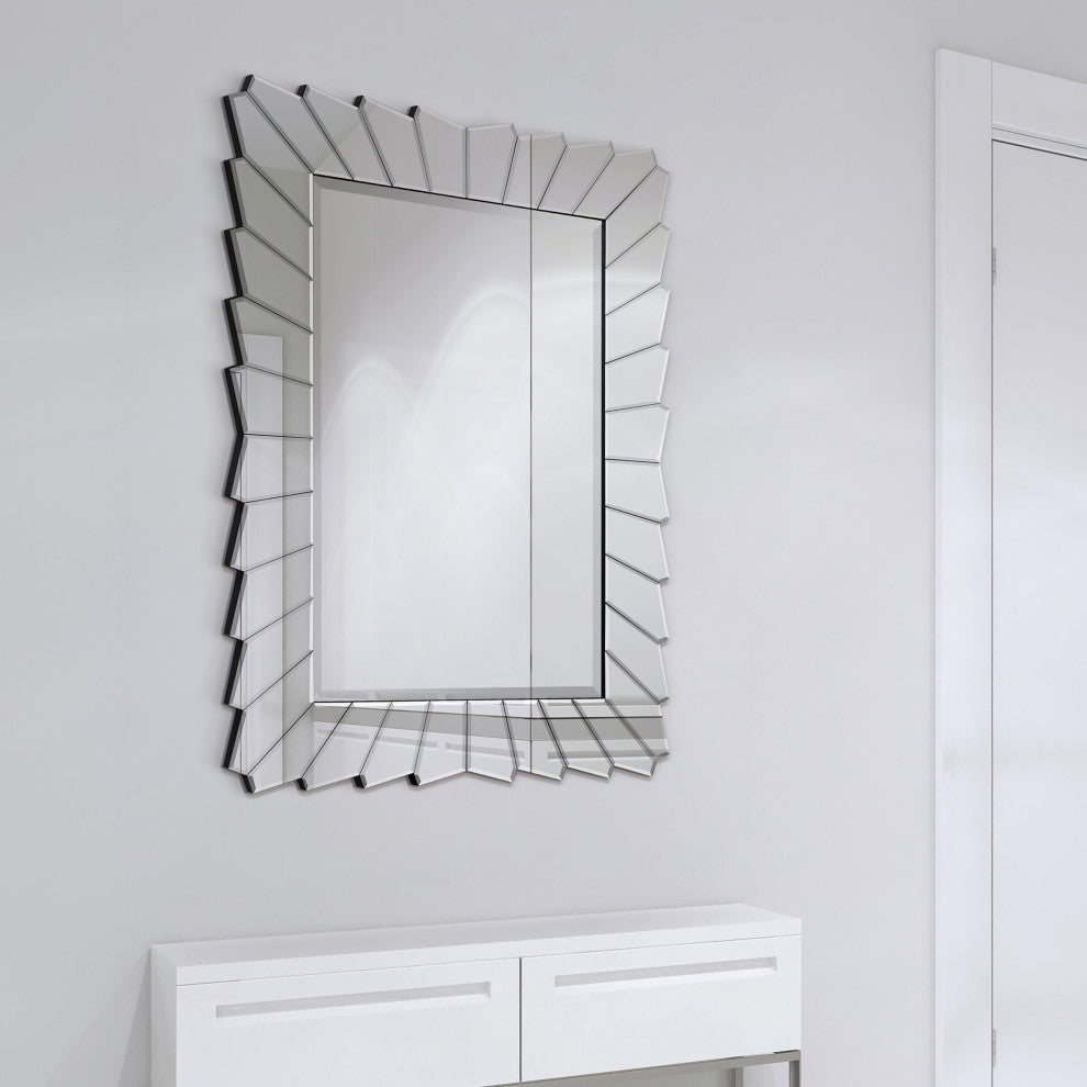 Traverse Modern Beveled Rectangular Wall Mirror, 30"x40"