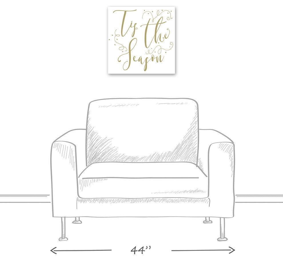 Tis The Season Script Canvas Wall Art, 16"x16"