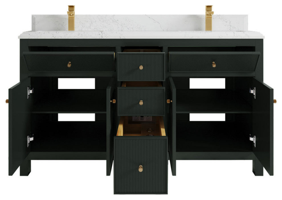 Sonoma 60 Double Bathroom Vanity in Dark Forest Green with 1.5"  Empira