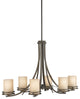 Oval Chandelier 6-Light, Olde Bronze/Light Umber Etched Glass