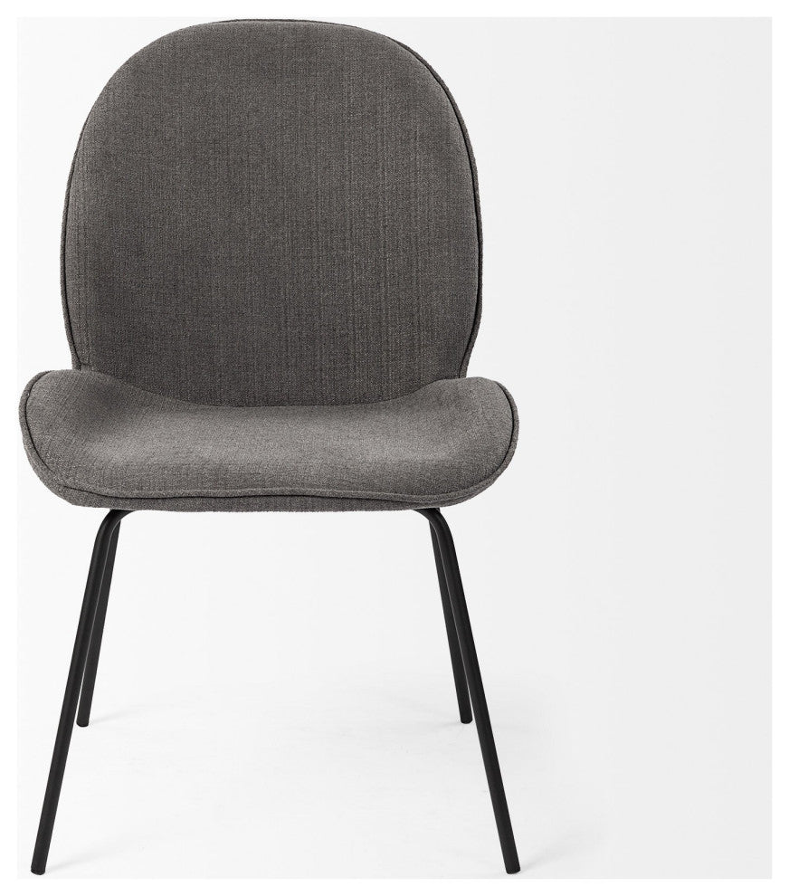 Black and Gray Flaired Seat Fabric Dining Chair