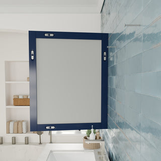 Eviva Navy 24" x 30" Rectangular Blue Wooden Framed Mirror