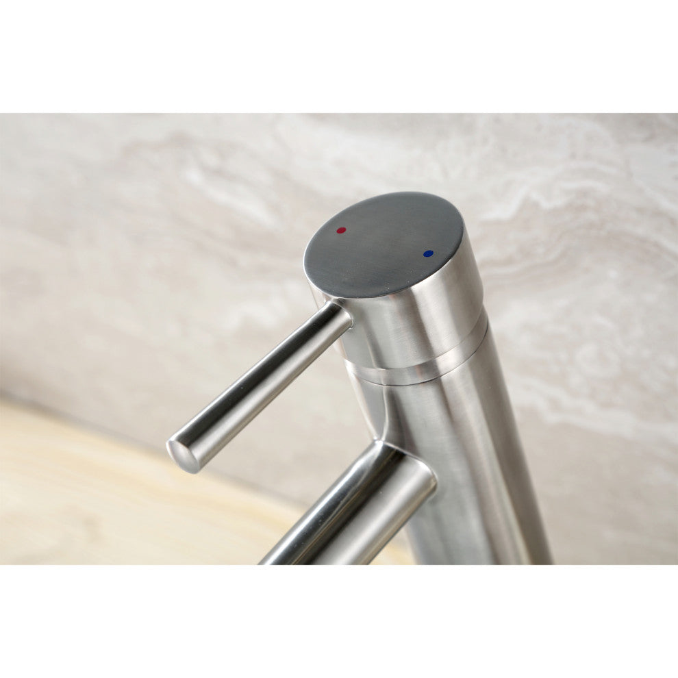 Luxier BSH03-T Single Hole Vessel Bathroom Faucet with Drain, Brushed Nickel
