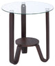 HomeRoots 20" X 20" X 22" Dark Walnut Clear Glass Wood End Table