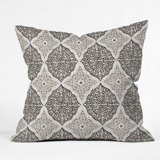 Belle13 Curly Rhombus Neutral Outdoor Throw Pillow, Medium