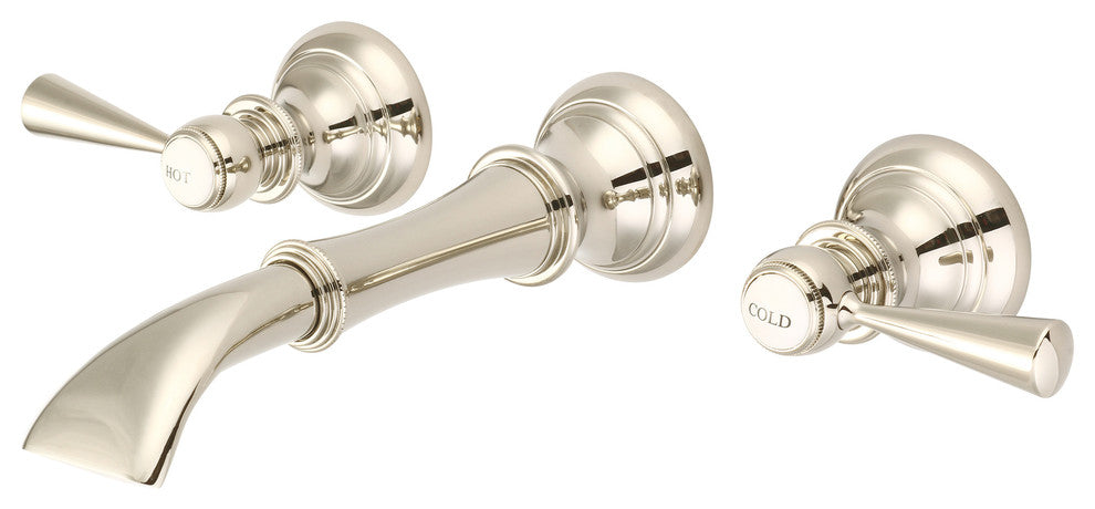 Waterfall Style Wall-Mounted Lavatory Faucet, Polished Nickel, Torch Lever