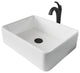 Elavo Rectangle Ceramic Vessel Sink, Bathroom Arlo Faucet, Drain, Matte