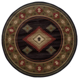 Oriental Weavers Hudson Black/Green Southwest/Lodge Indoor Area Rug 7'8" RND