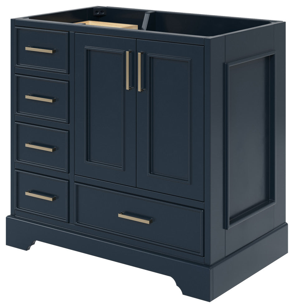 Ariel Stafford 36" Single Right Offset Sink Bathroom Vanity Base, Midnight Blue