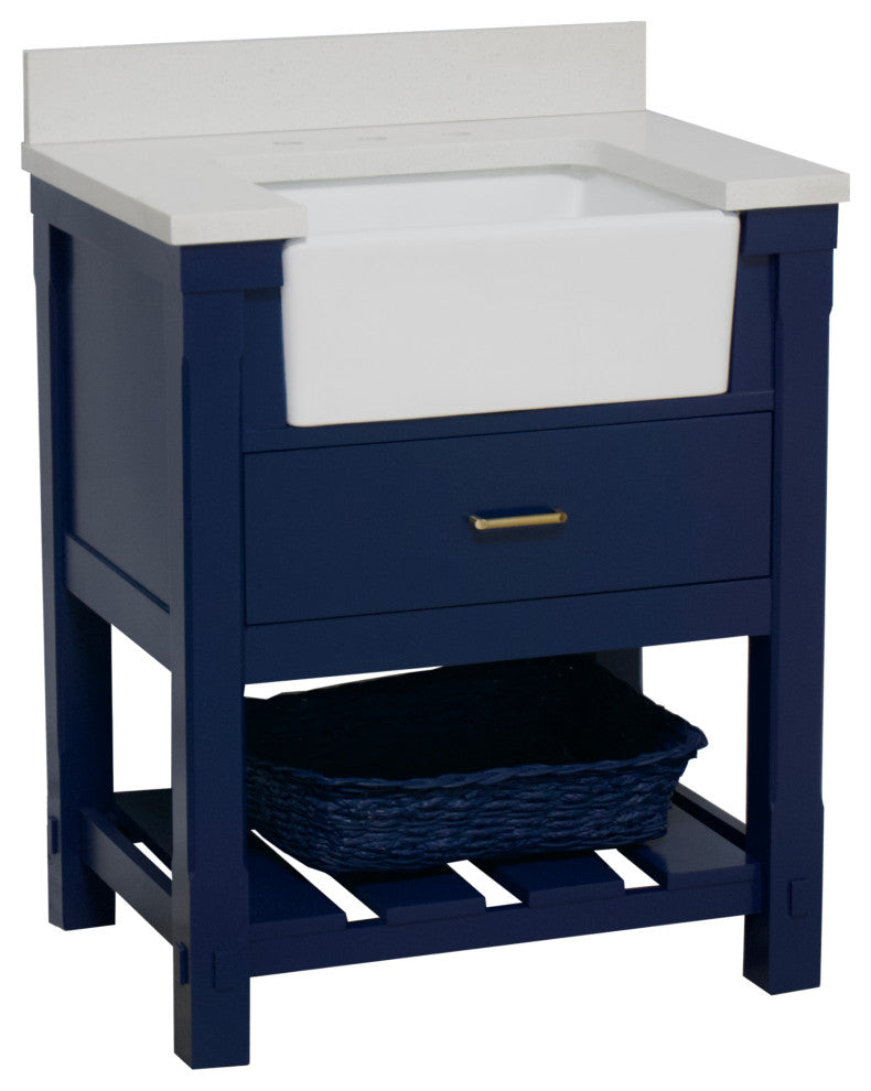 Charlotte 30" Bathroom Vanity, Royal Blue, Quartz