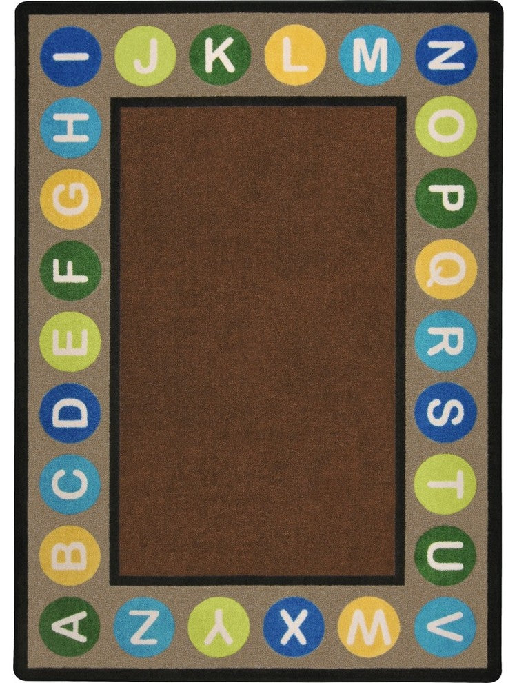 Kid Essentials Rug, Alphabet Spots, Earthtone, 7'8"x10'9"