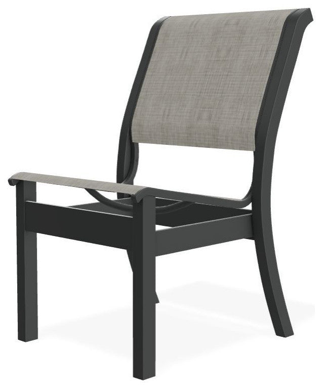 Leeward Sling Stackable Outdoor Dining Chair, Smoke/Graphite