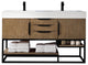 Columbia 59" Double Vanity, Latte Oak, Matte Black, Glossy White Composite Top